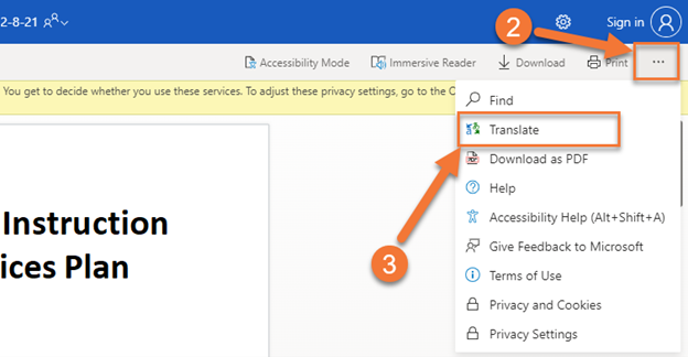 Steps 2 & 3 to Translate Document Image